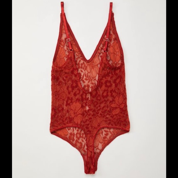 NWT Free People Live It Up Lace Bodysuit Rust Sm - Picture 7 of 12